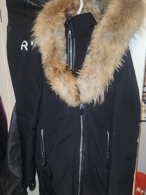 RUDSAK Black Quilted Jacket with Faux Fur Trim